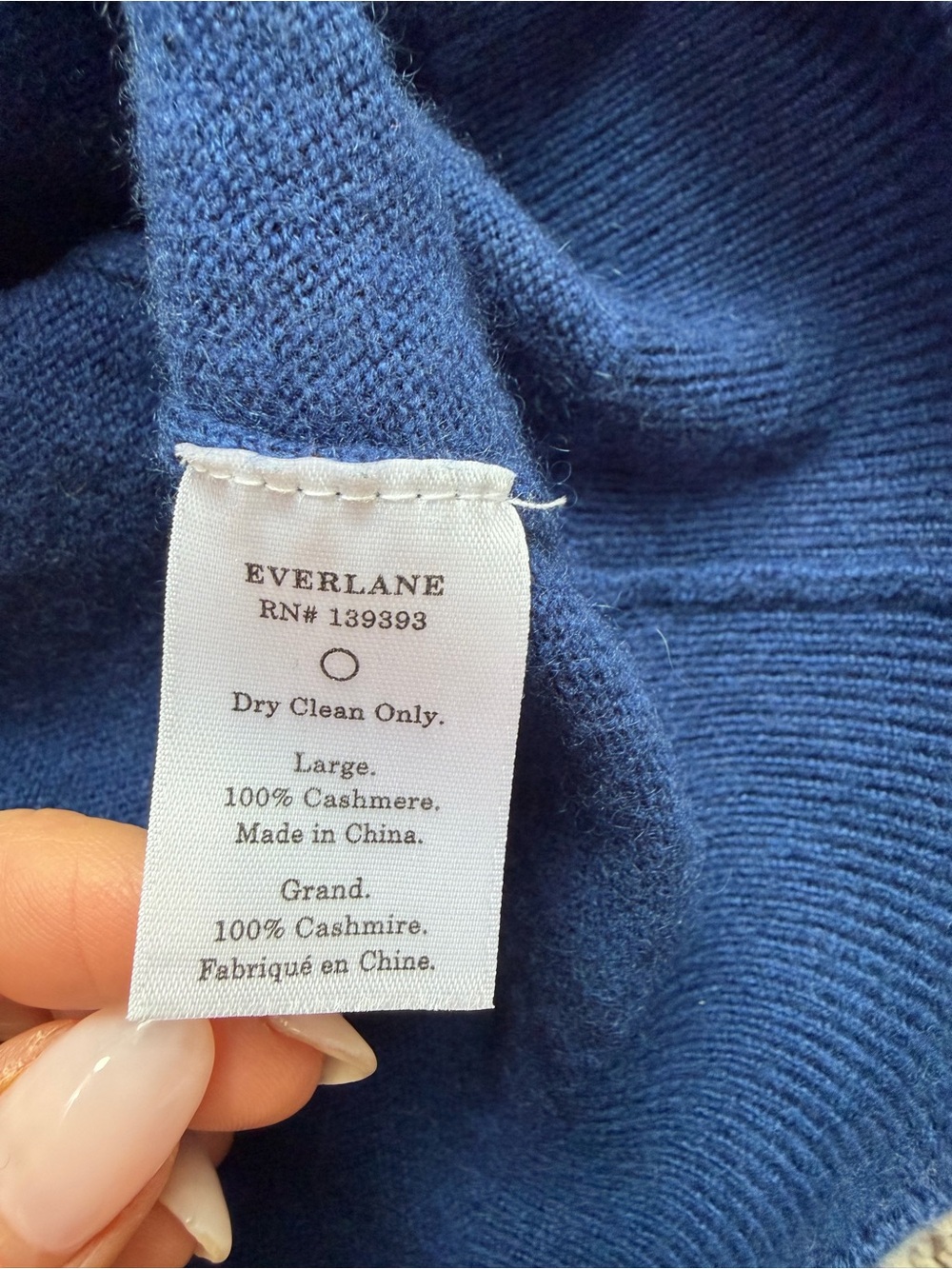 Men's Everlane V-Neck Cashmere Blue Sweater Size Large - Picture 6 of 11